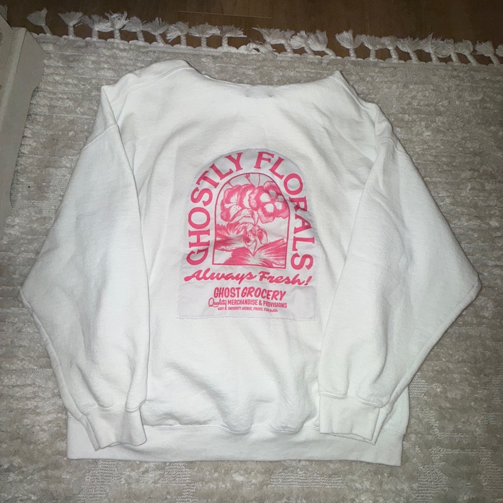 LONELY GHOST White and Pink Hoodie